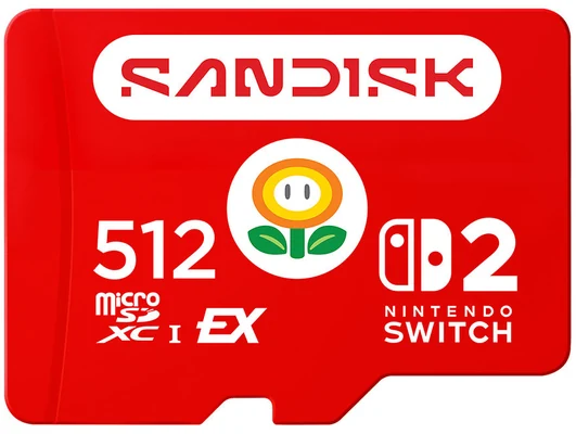 Offizielle Produktabbildung SanDisk microSD Express für Nintendo Switch 2 512 GB; kapazitätsspezifische Vorderansicht aus Hersteller-Galerie.